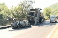 Podgorica: Zapalila se cisterna iz BiH, poginuo vozač audija