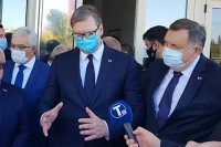 Dodik i Vučić posjetili Srpsku kuću u Podgorici