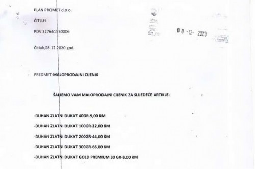 Према Одлуци коју је усвојио Управни одбор УИО и у 2021. години се по паклици цигарета плаћају двије акцизе.
