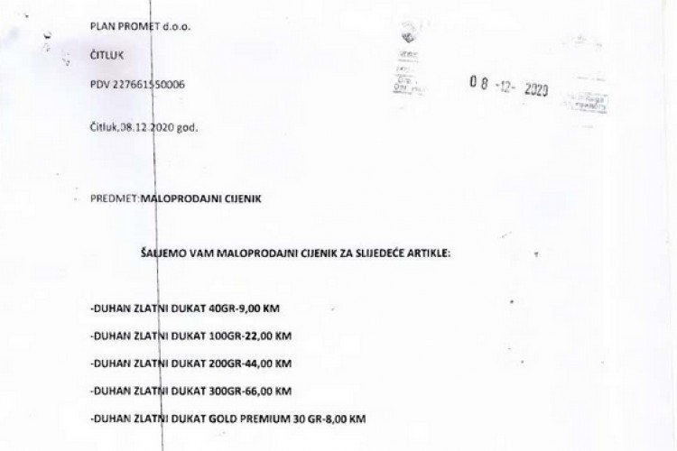 Према Одлуци коју је усвојио Управни одбор УИО и у 2021. години се по паклици цигарета плаћају двије акцизе.