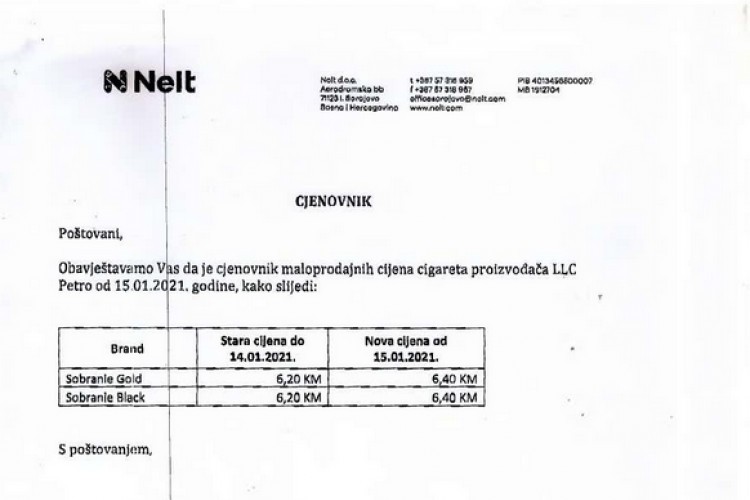 Prema Odluci koju je usvojio Upravni odbor UIO i u 2021. godini se po paklici cigareta plaćaju dvije akcize.