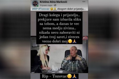 Атина Ферари објавила посвету Тозовцу, не знајући да је на тој фотографији заправо фолкер Раде Јоровић