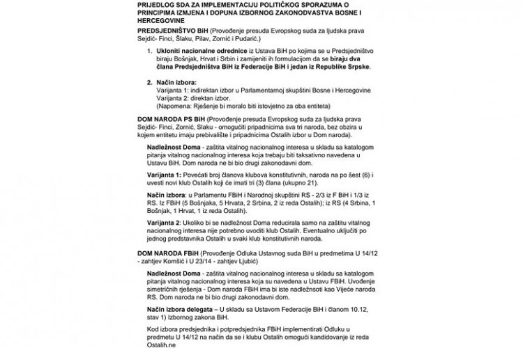 Predsjednik SDA Bakir Izetbegović uputio je pismo predsjednicima političkih stranaka koje su zastupljene u Parlamentarnoj skupštini BiH