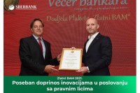 Сбербанк награђена у категорији „Посебан допринос иновацијама у пословању са правним лицима“.