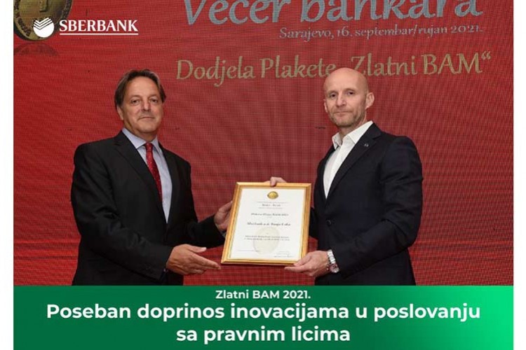 Сбербанк награђена у категорији „Посебан допринос иновацијама у пословању са правним лицима“.