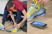 Jokić gleda konje i dok vezuje pertle pred trening