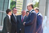 Предсједници Србије и Српске свечано дочекани