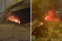 Požar ispod mosta na Adi (VIDEO)