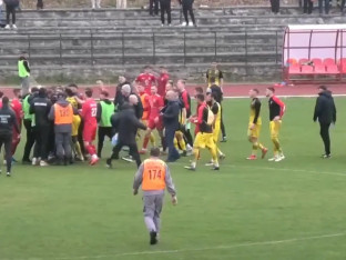Velika tuča na utakmici Prve lige Srbije (VIDEO)