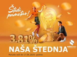 Naša banka: Akcija oročene štednje uz kamatnu stopu 3,81%!