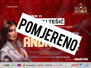 Pomjeren humanitarni koncert Andreane Čekić u Banjaluci