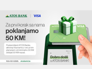 ATOS BANK i Visa nagrađuju nove klijente: „Za prvi korak sa nama poklanjamo 50 KM"