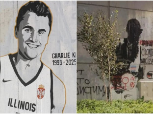Beograd: Napad na mural Čarlija Kirka