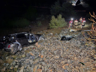 "Audi" sletio u provaliju, vatrogasci izvlačili povrijeđene (FOTO)