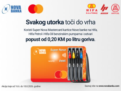 Сваког уторка точи до врха уз Super Nova Mastercard картице Нове банке