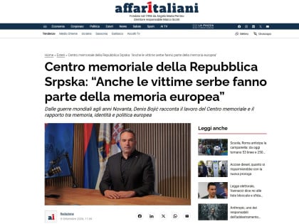 Italijanski medij intervjuom sa Bojićem najavio predstavljanje srpskog stradanja u Rimu